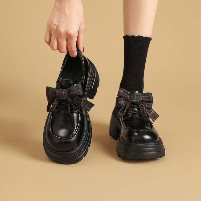 Oxford Lace Up Women - Women Sweet Plaid Bow Platform Oxford