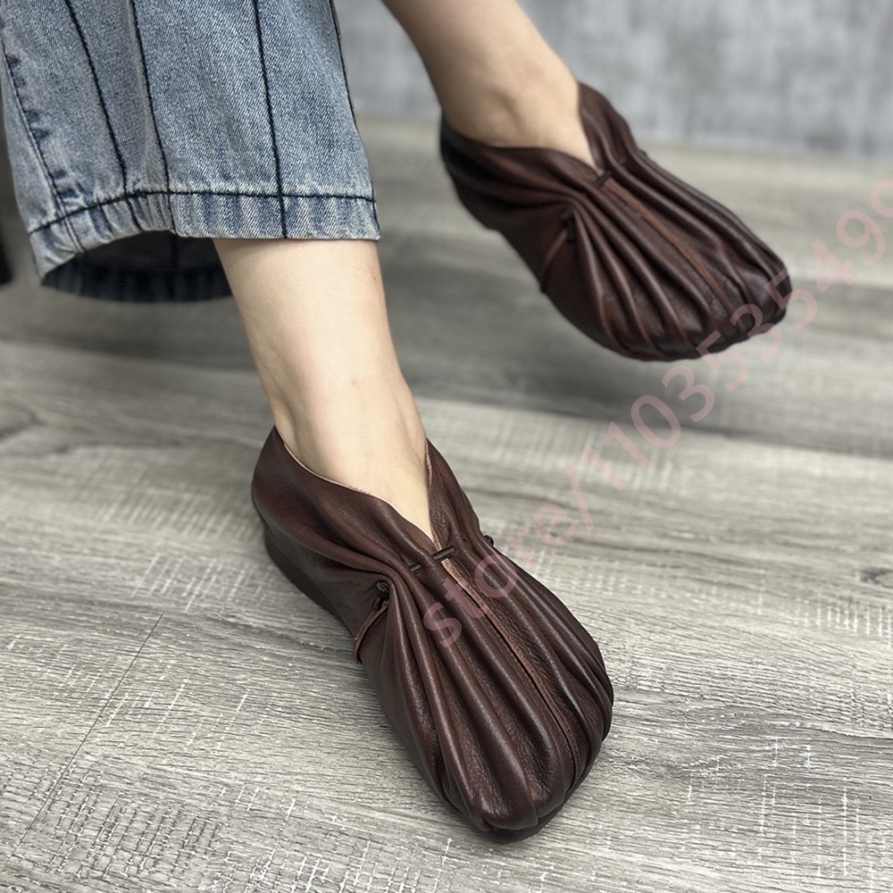 Women Retro Pleated Soft Shoes - Mule Slip On ulasan dan harga