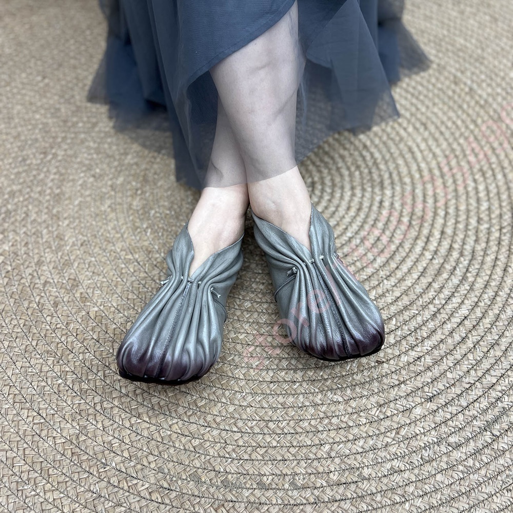 Women Retro Pleated Soft Shoes - Mule Slip On ulasan dan harga
