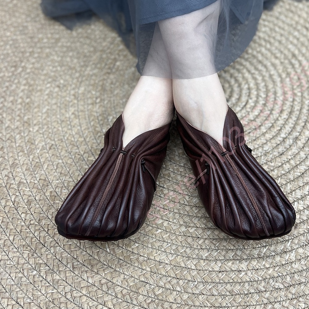 Women Retro Pleated Soft Shoes - Mule Slip On ulasan dan harga