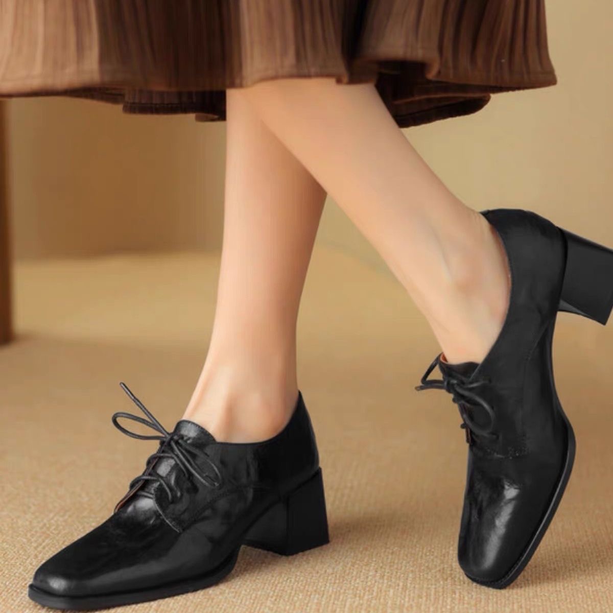 Women Square Toe Lace Up Oxfor - Oxford Lace Up Women ulasan dan harga