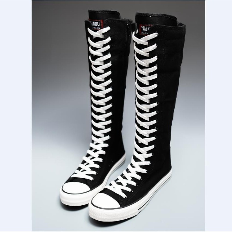 2025 New High Top Canvas Shoes - Knee High Boots Women ulasan dan harga