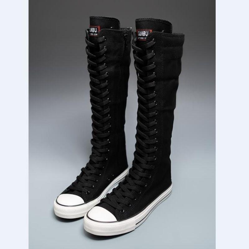 2025 New High Top Canvas Shoes - Knee High Boots Women ulasan dan harga