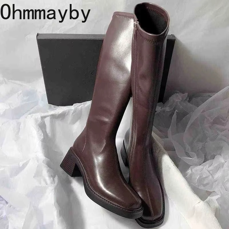 Vintage Thick Heel Women Knee  - Knee High Boots Women ulasan dan harga