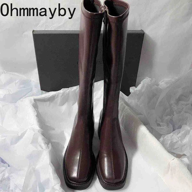 Vintage Thick Heel Women Knee  - Knee High Boots Women ulasan dan harga