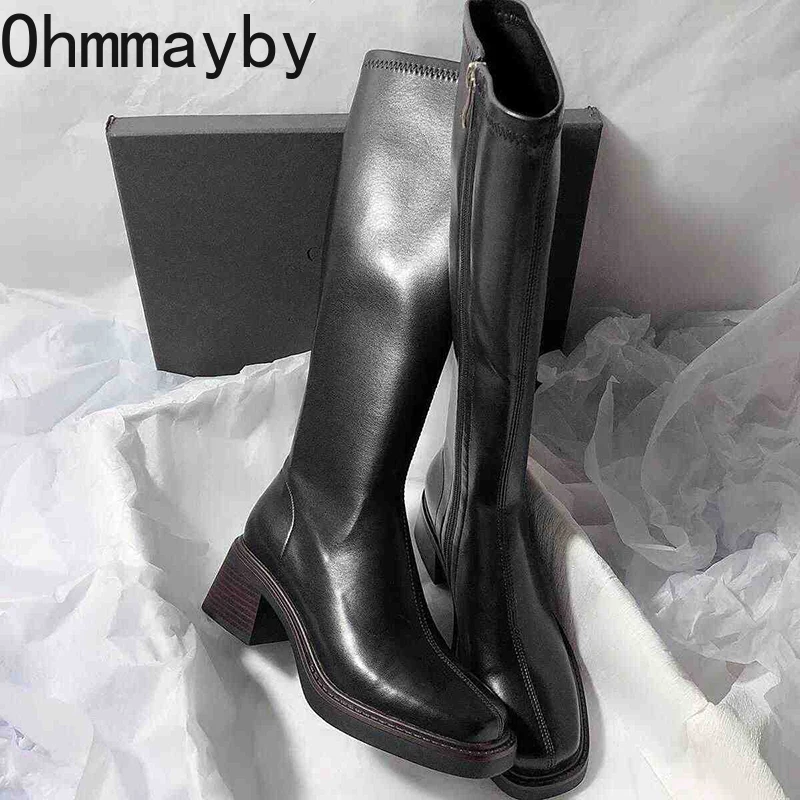 Vintage Thick Heel Women Knee  - Knee High Boots Women ulasan dan harga