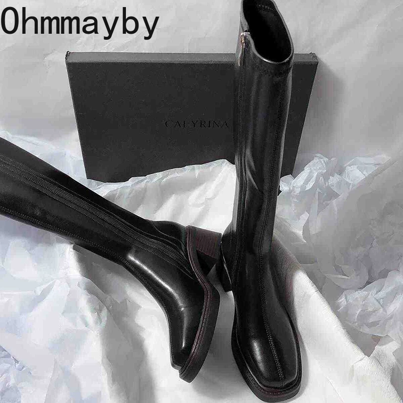 Vintage Thick Heel Women Knee  - Knee High Boots Women ulasan dan harga