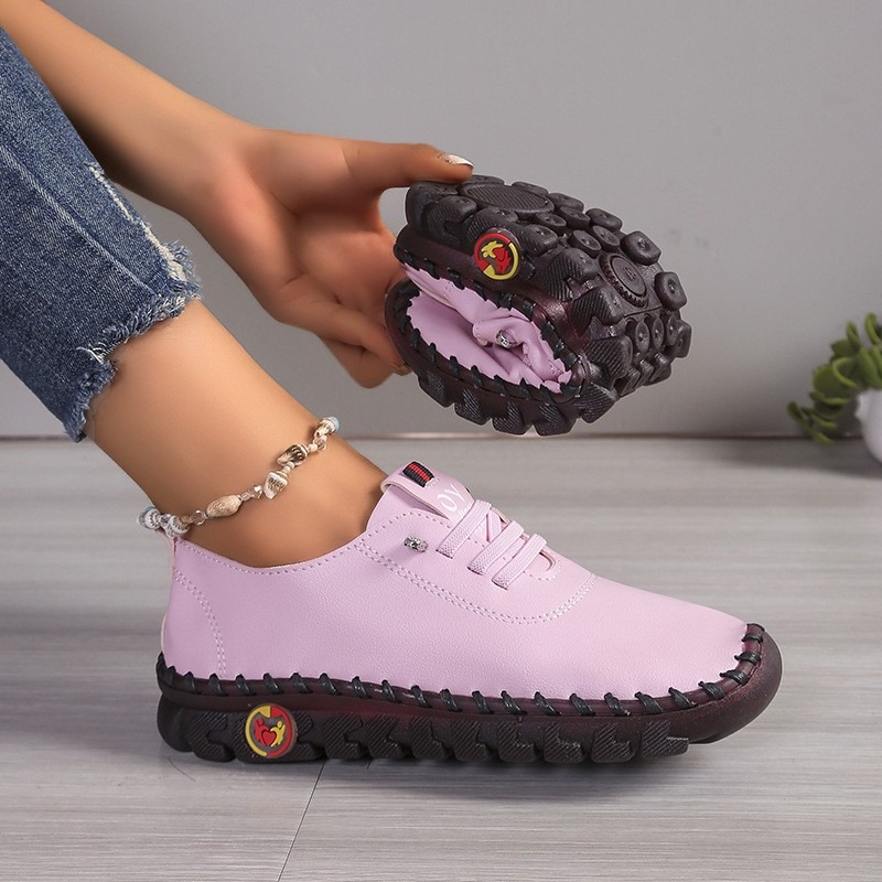Women Leather Casual Shoes Lac - Oxford Lace Up Women ulasan dan harga