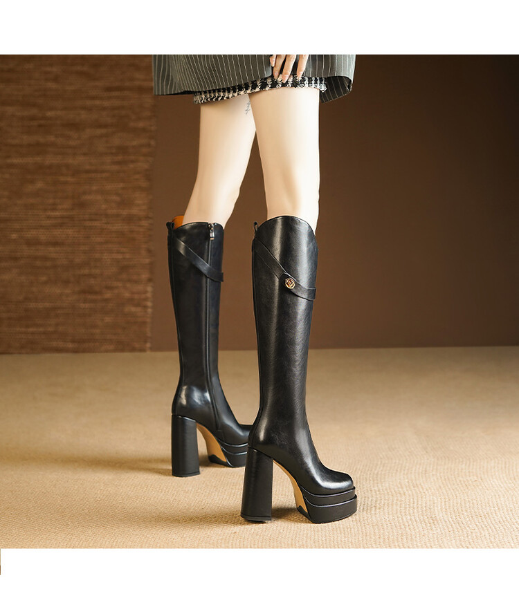 Autumn and Winter Soft Leather - Knee High Boots Women ulasan dan harga