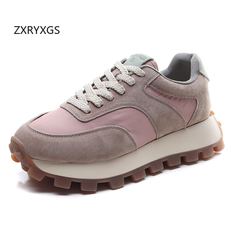 ZXRYXGS 2025 Cow Suede + Oxfor - Oxford Lace Up Women ulasan dan harga