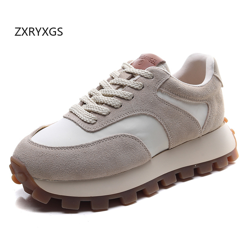 ZXRYXGS 2025 Cow Suede + Oxfor - Oxford Lace Up Women ulasan dan harga