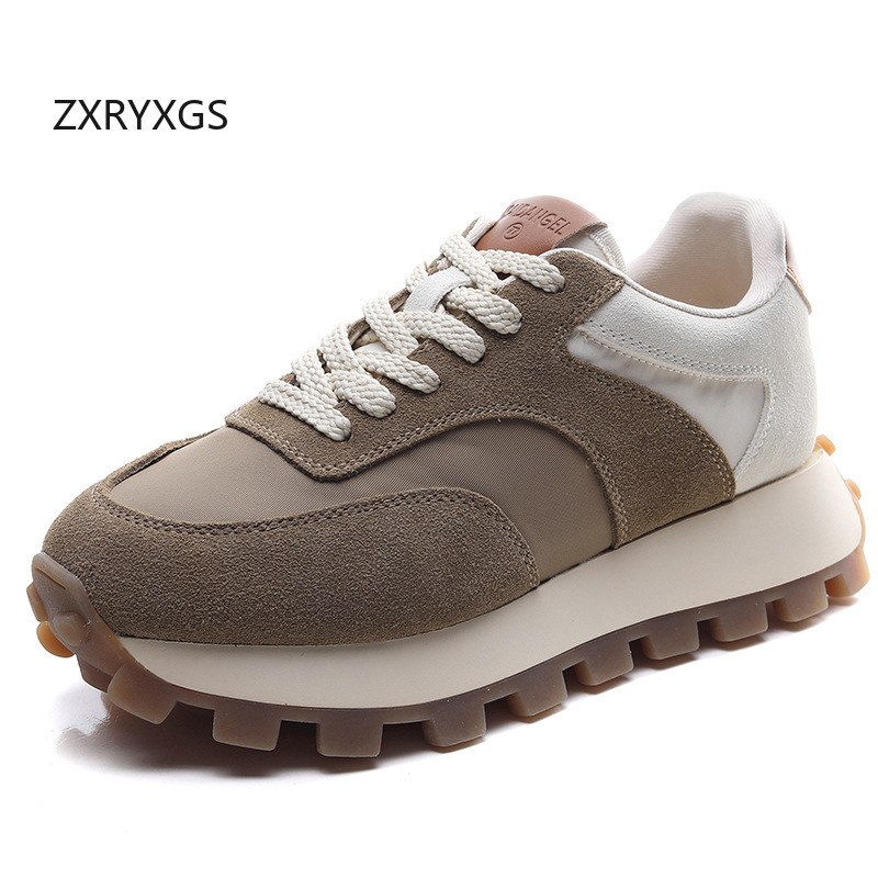 ZXRYXGS 2025 Cow Suede + Oxfor - Oxford Lace Up Women ulasan dan harga
