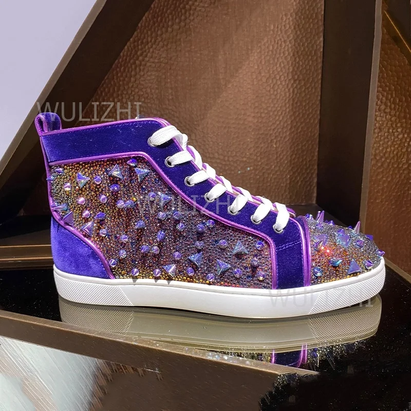 Dark Purple Crystal Rivet Men  - Women Shoes Tennis ulasan dan harga